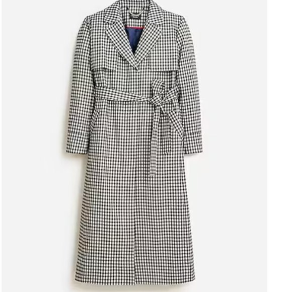 J.Crew Collection Harriet trench coat in English gingham wool blend-BU243-size 0
